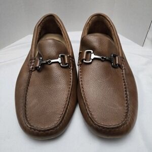 Nordstrom Men's Horsebit Loafers Driving Shoes 10.5 Made In Brazil Leather Brown
